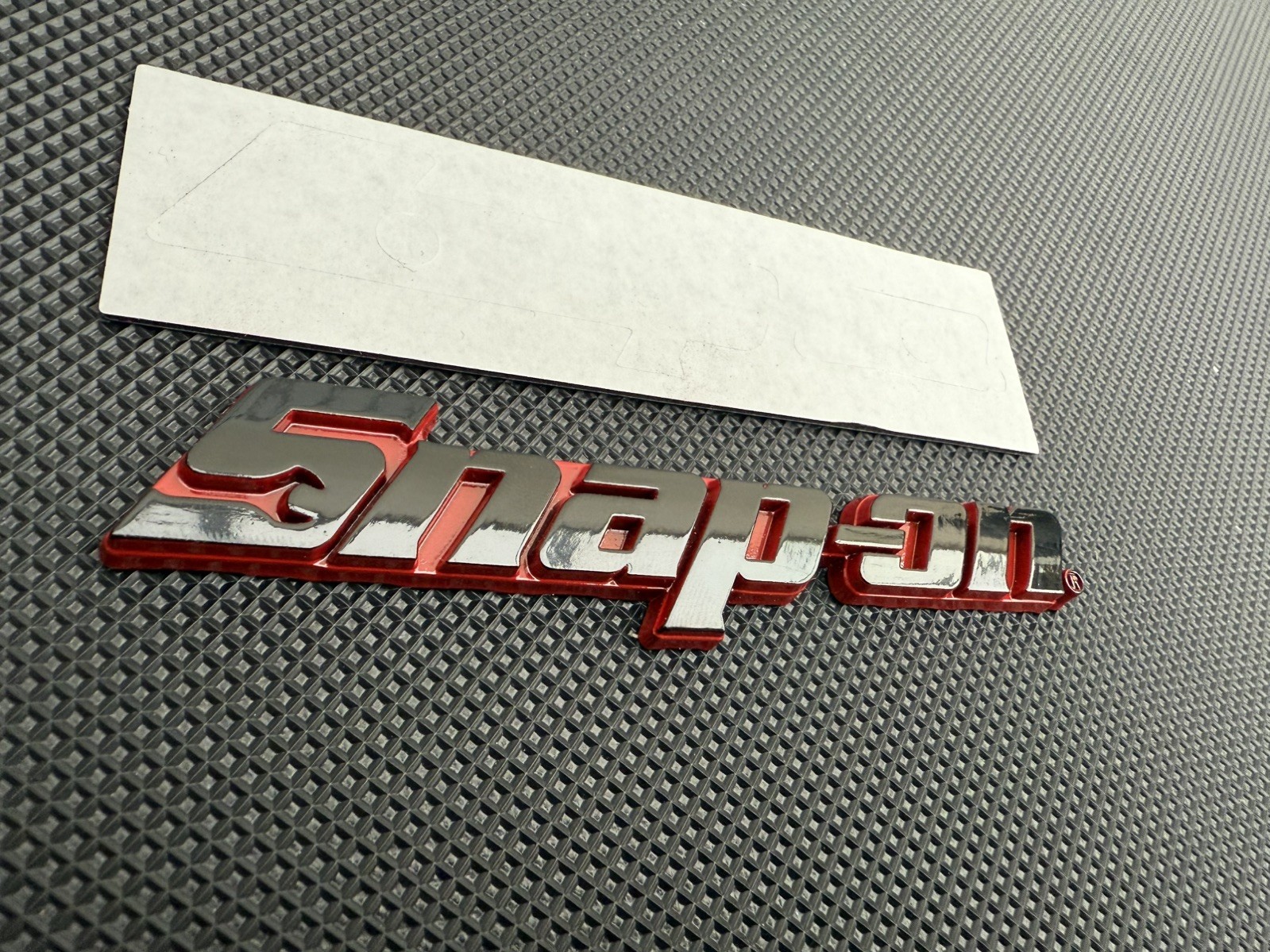Snap On LOGO 5” Black metal Toolbox Roll Cab Badge Logo Emblem Sticker Decal