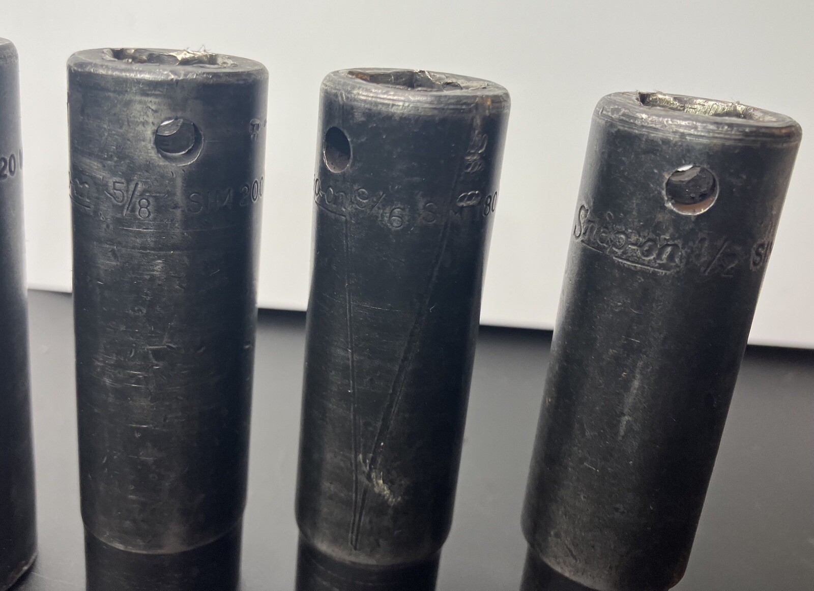 Vintage Snap On SIM 9 Pc Deep Impact Socket Set SAE 1/2” Drive 6Pt 1/2” To 1”