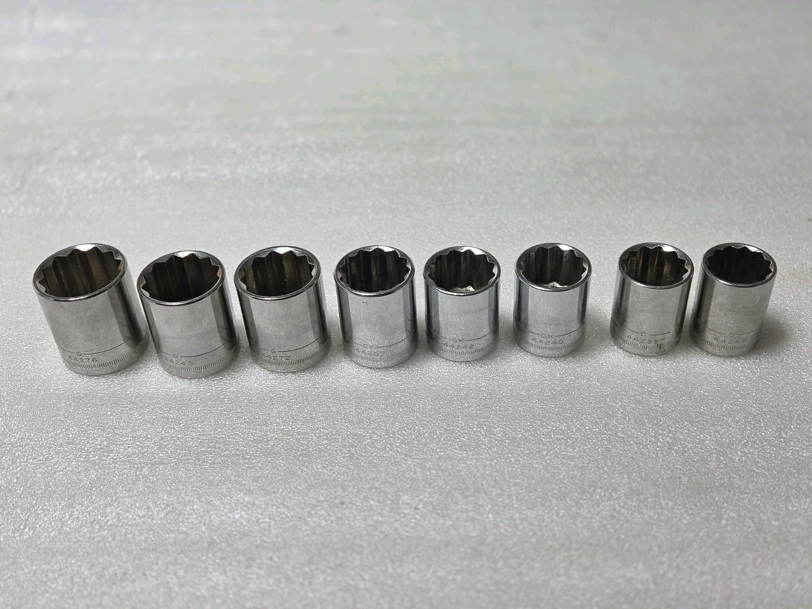 8 Pc. Mixed Set CRAFTSMAN G GK Series 21-28mm 1/2″ Drive 12 Pt Shallow Socket
