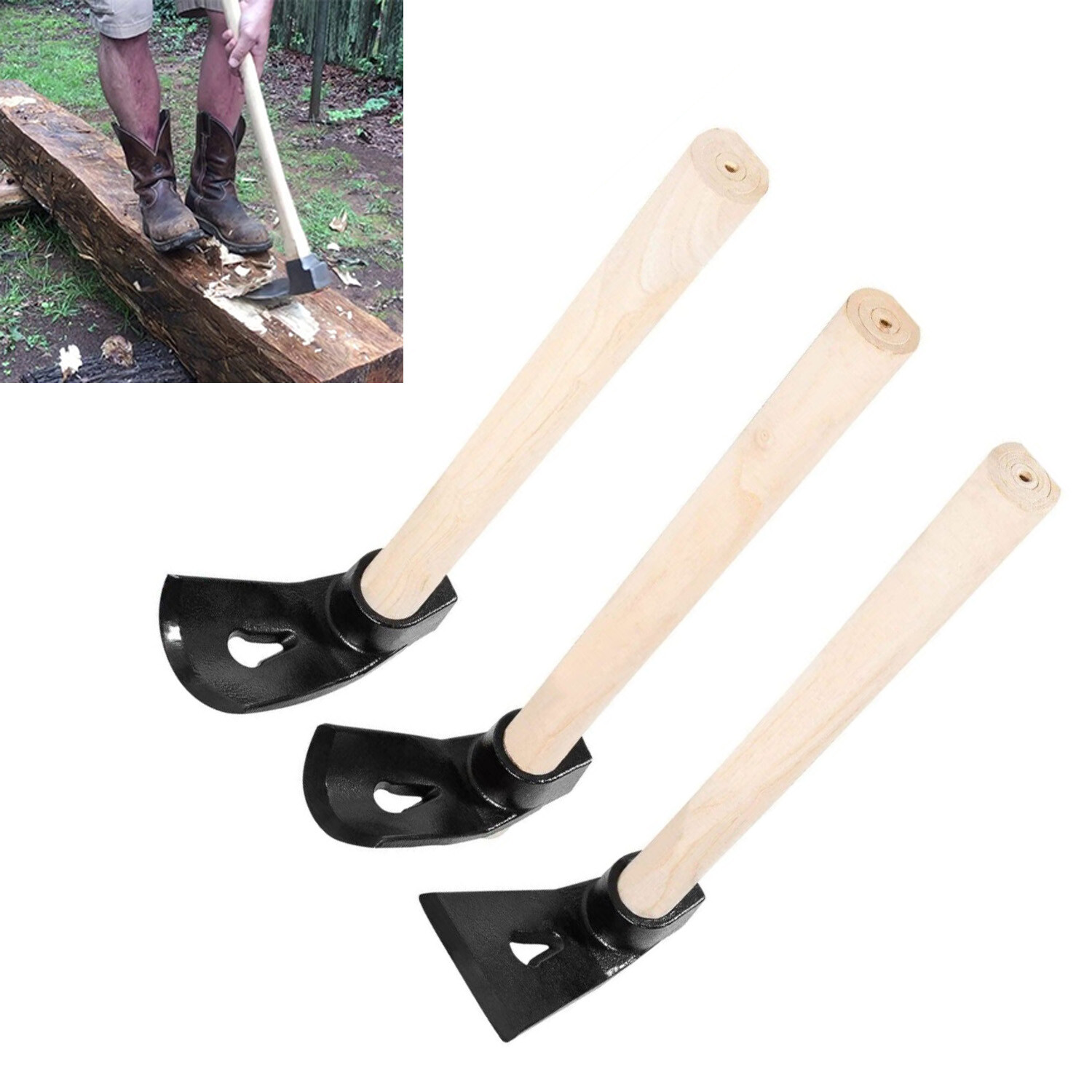 Adze Woodworking Tools Kits Straight Adze, Big Curve Adze and Small Curve Adze