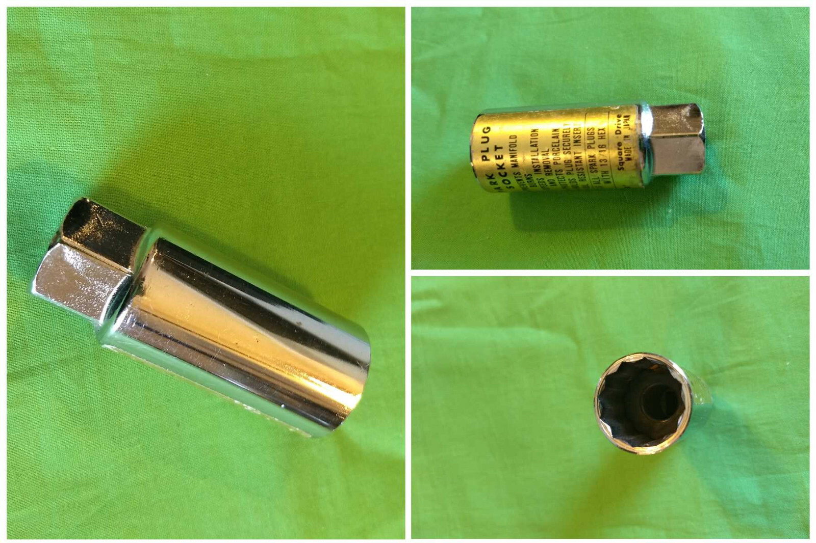 Vintage Padded Inside SPARK PLUG SOCKET 13/16″ x 13/16″ HEX x 3/8″ Ratchet Size