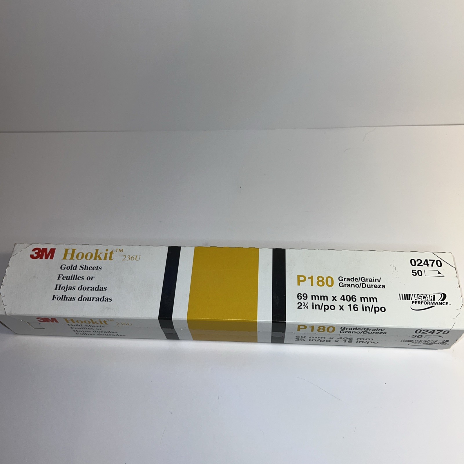3M Hookit Gold P180 Sandpaper 2 3/4 x 16 inches 50 Sheets Per Box