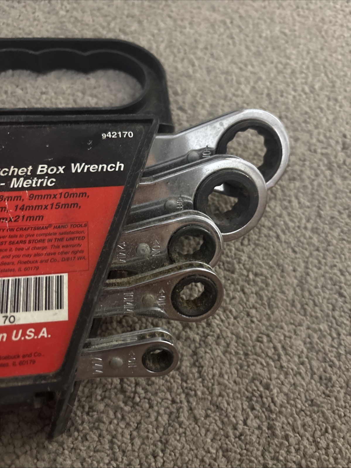 Craftsman 5pc Flat Ratchet Box Wrench Set 942170 7mm-21mm