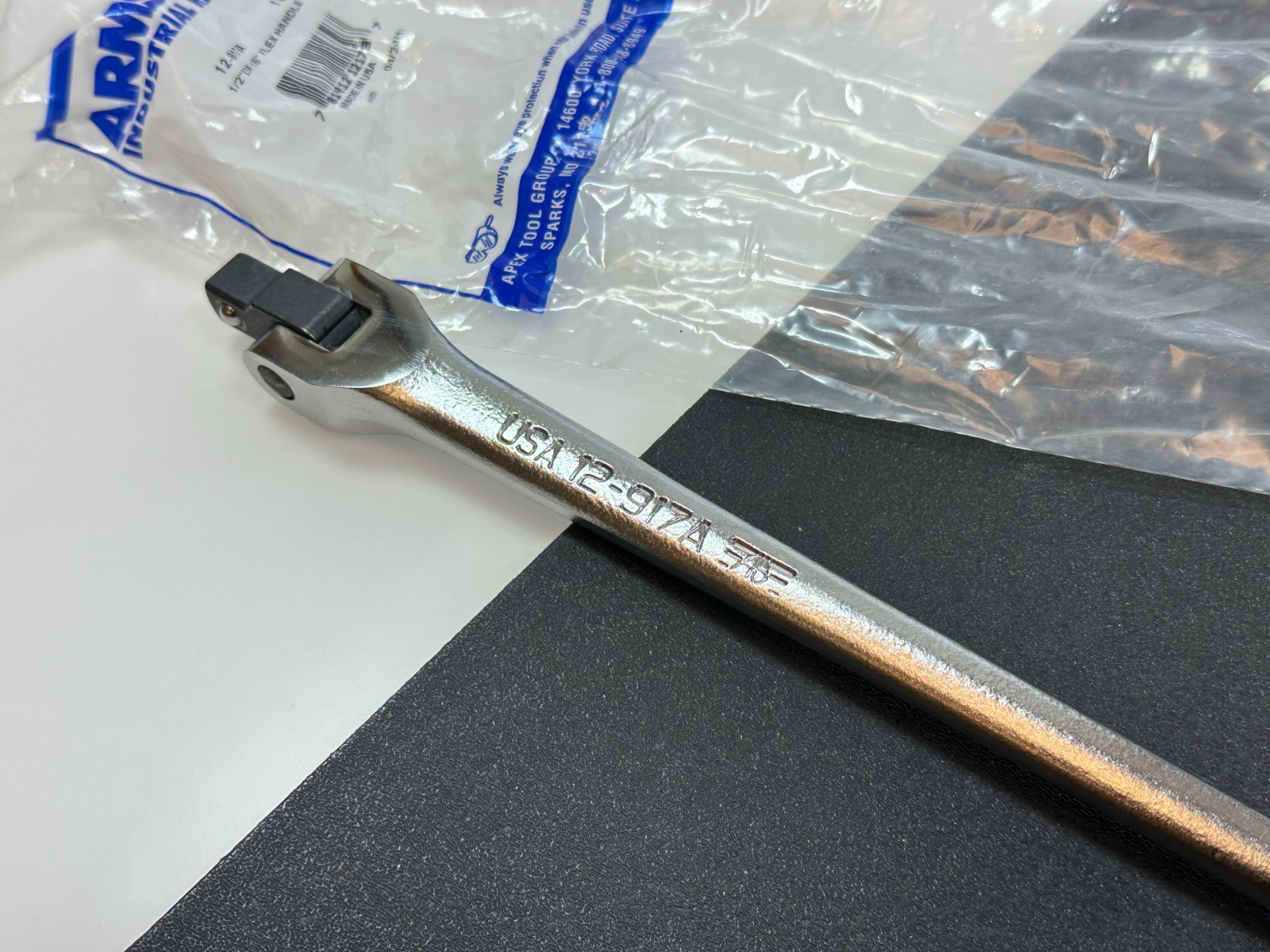 🇺🇸 NEW Armstrong USA 12-917A 1/2″ Flex Handle Breaker Bar 15″ Long Knurled NOS