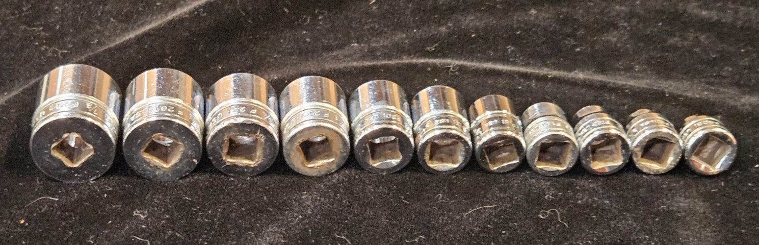 Snap-on 3/8″ Drive 1/4-7/8″ SAE 12-point (1-6pt) 11pc Set Shallow F-081 – F-281