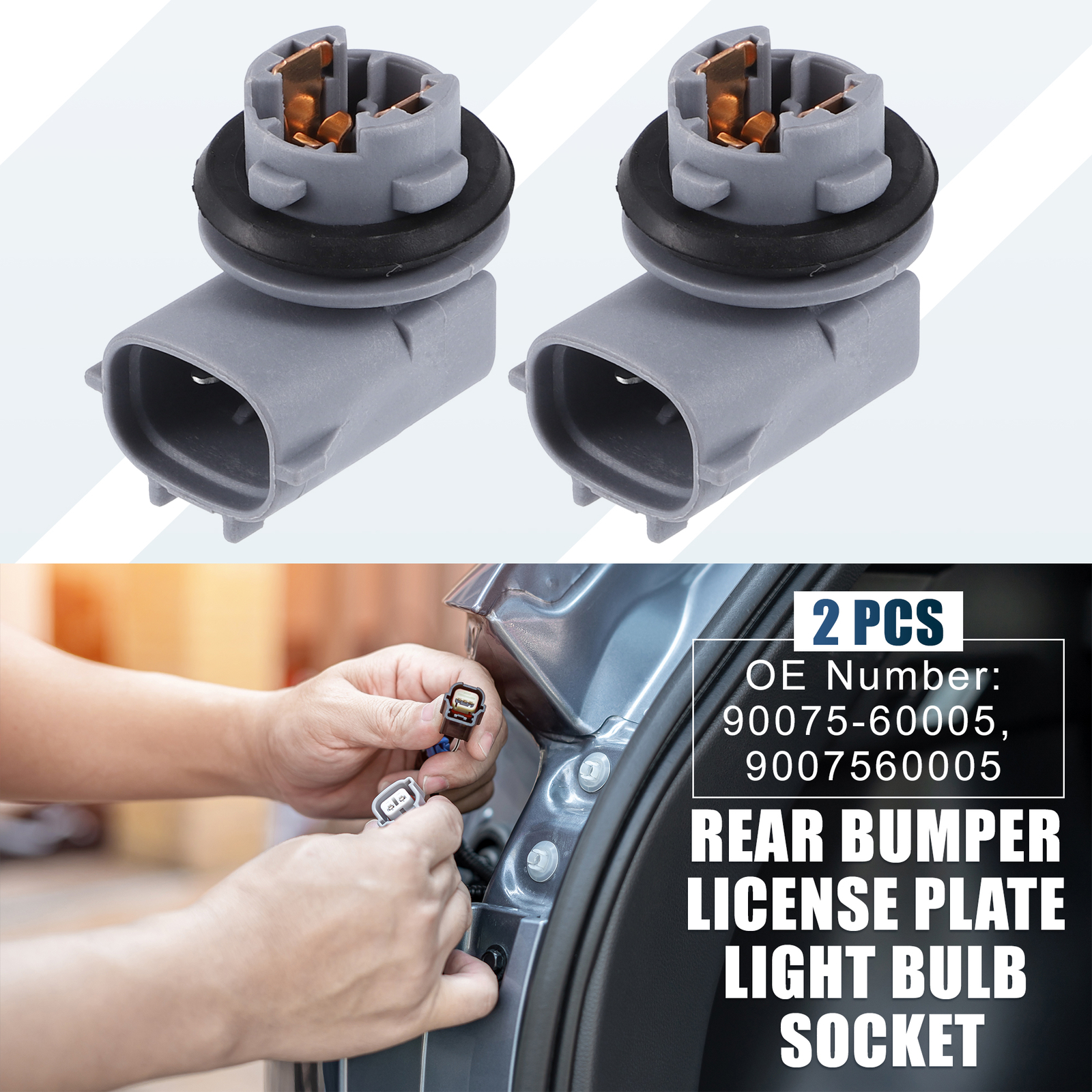2pcs Rear License Plate Light Socket 90075-60005 for Lexus GS350 RX350 RX400h