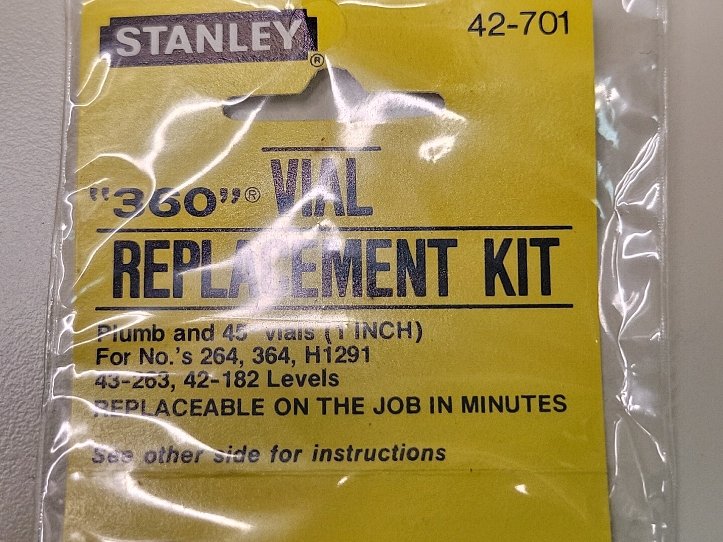 Stanley 42-701 360 Vial 3/8″ x 1″ FIts 264 364 H1291 43-263 42-182 Plumb NOS USA