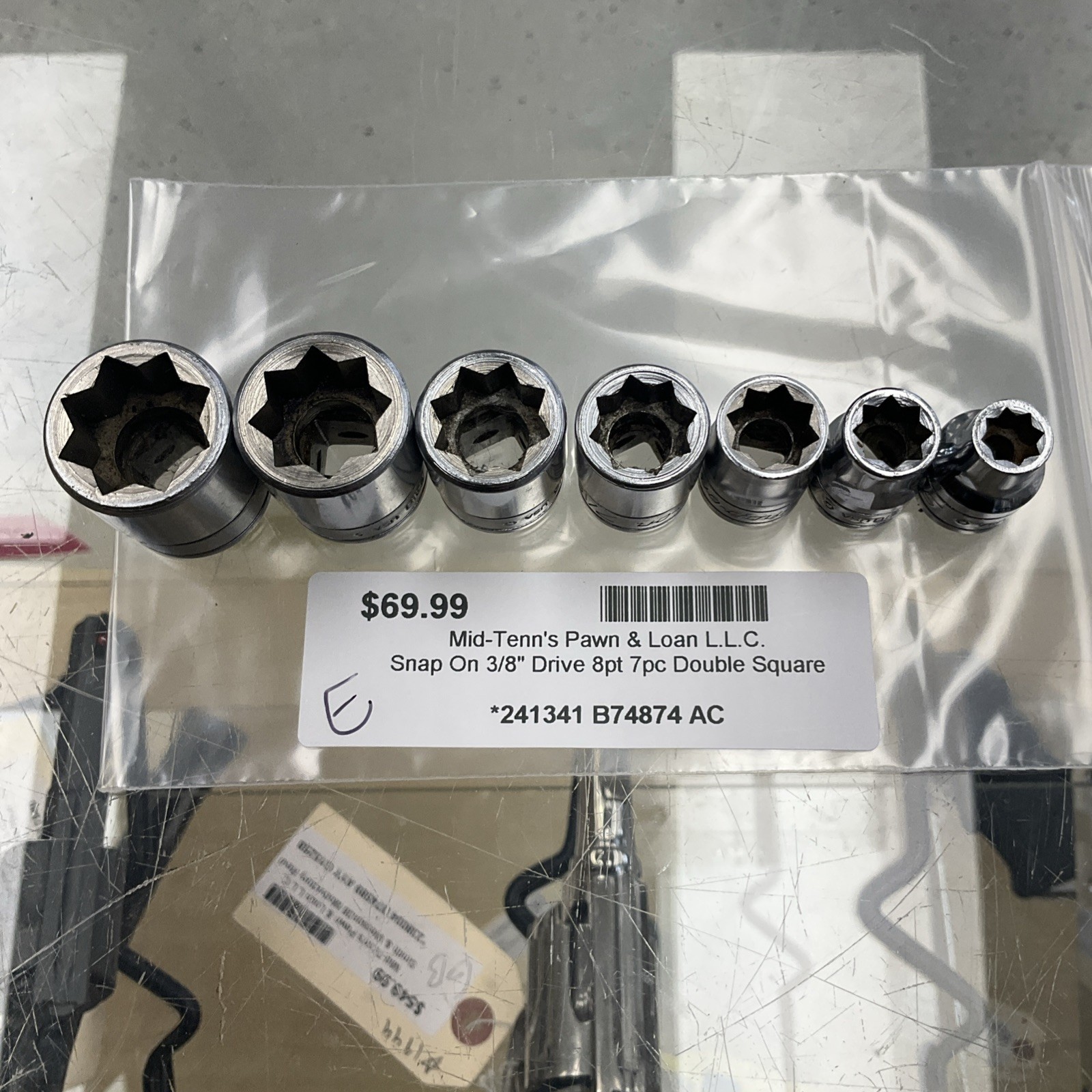 Snap On 3/8″ Drive 8pt 7pc Double Square Socket Set 241341