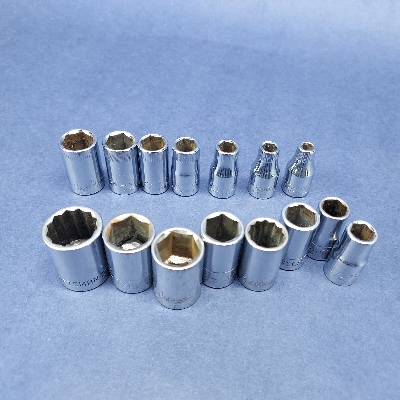 Craftsman 15 Pc Metric & Sae 1/4 Inch Socket Lot 6pt & 12pt V VV G