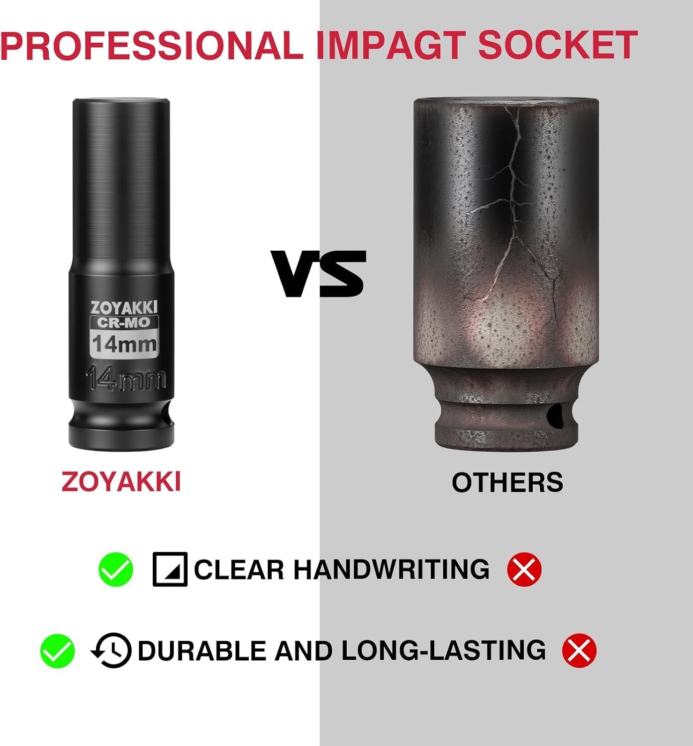 Professional 1/2″ Drive 14mm Impact Socket – Durable CR-MO Construction
