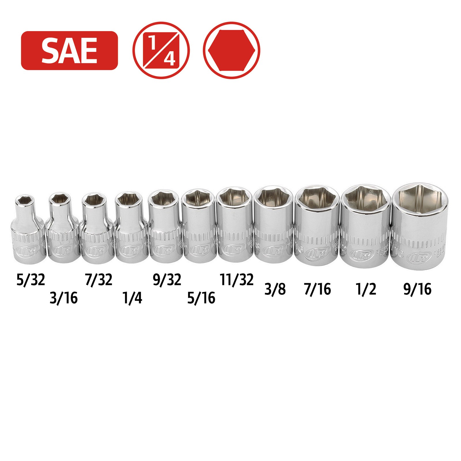 Ingersoll Rand 11 Piece 1/4 Inch Drive SAE 6 Point Shallow Socket Set – 752044