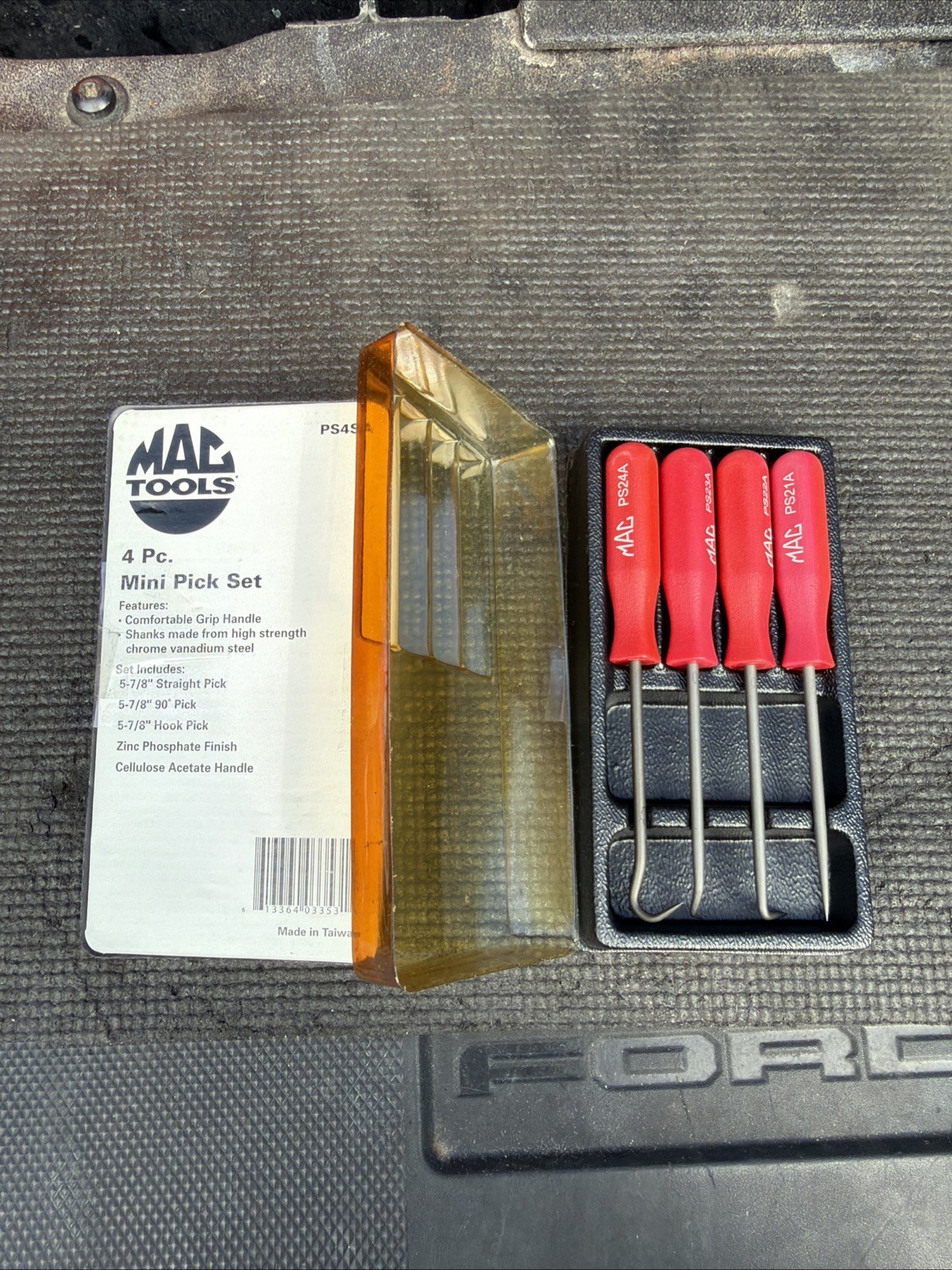 Mac Tools Rare Red Hard Handle Mini Auto Pick Set Ps4SA NEW OLD STOCK Comfort Gp