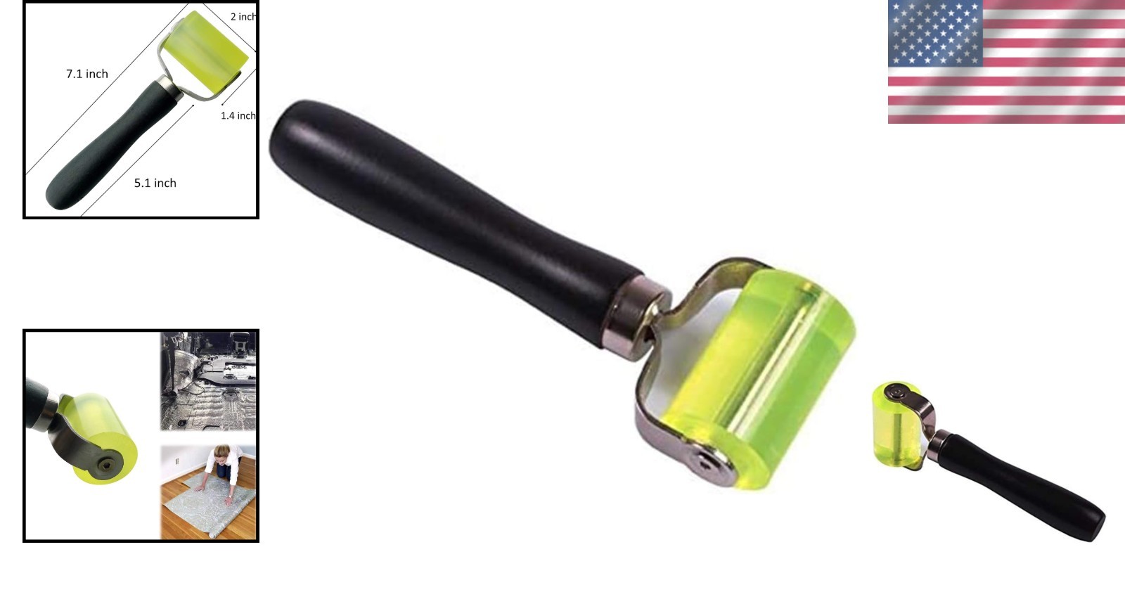 Durable Seam Roller with Hard Rubber & Wood Handle for Effective Noise Reduction
