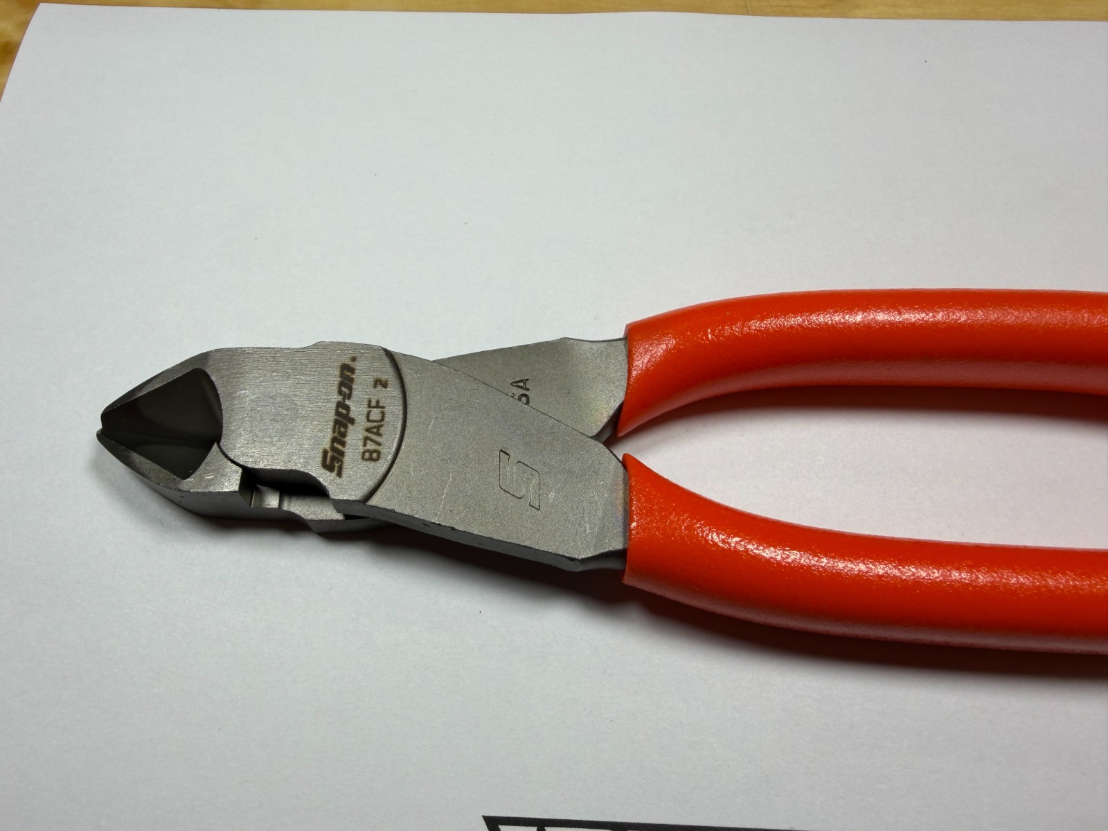 Snap-on Tools USA NEW ORANGE Soft Grip 7″ Diagonal Cutter Pliers 87ACFO