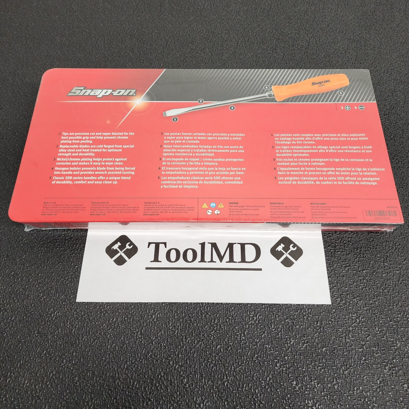 Snap-on Tools USA NEW 7pc ORANGE Hard Grip Combination Screwdriver Set SDDX70AO