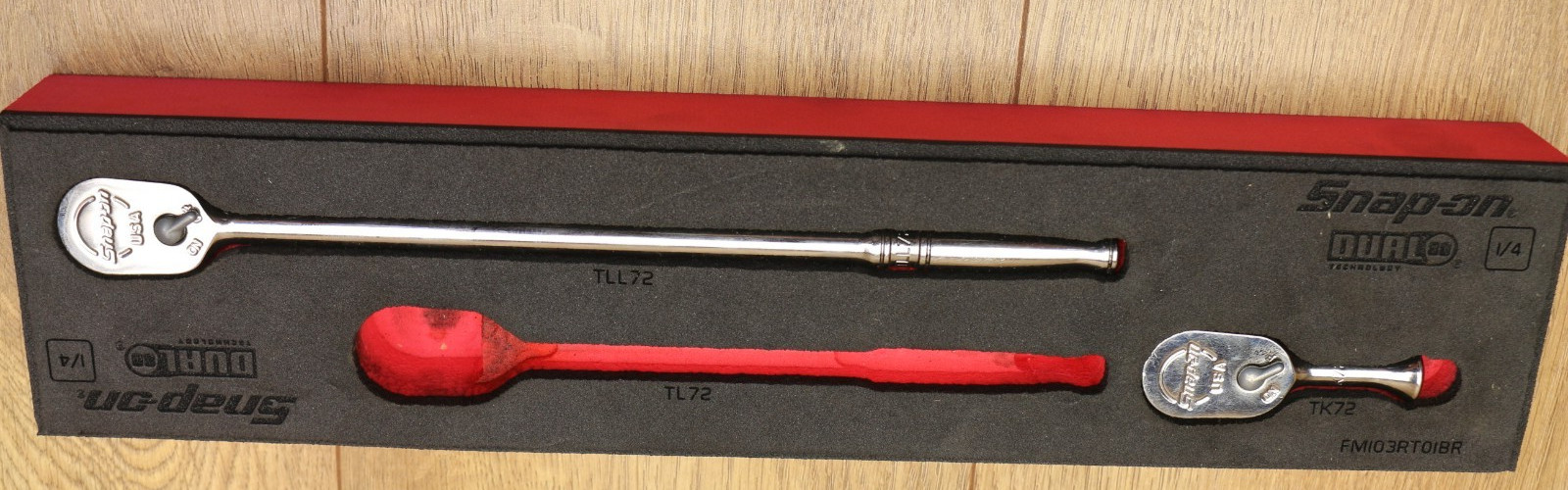 Snap-On Tools 1/4″ Drive 3-Pc Ratchet Pro-Fi Red Foam Set 103RT01FR *MISSING 1*