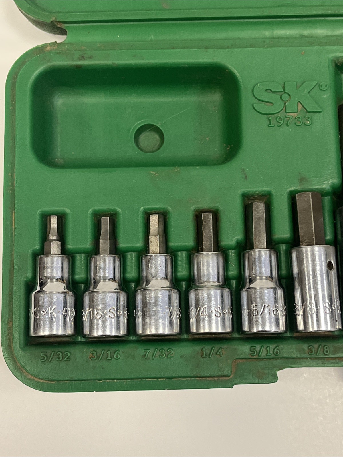 SK Tools USA 19733 9pc SAE 5/32-5/8″ Hex Allen Bit Socket Set w/ Case