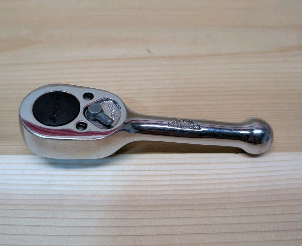 Snap-On FK720 3/8″ Drive Stubby Handle Chrome Ratchet 4″ Long