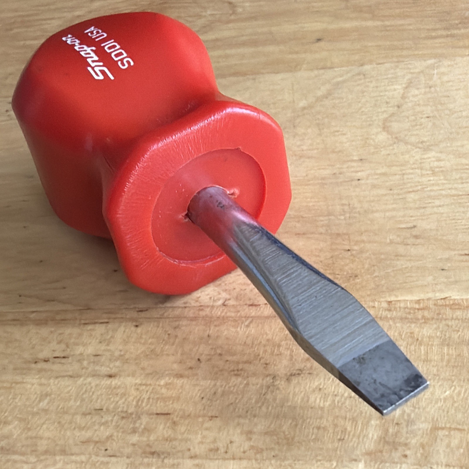 Snap On Tools 1/4″ Flat Slotted Stubby Short Screwdriver Red SDD1 USA READ!