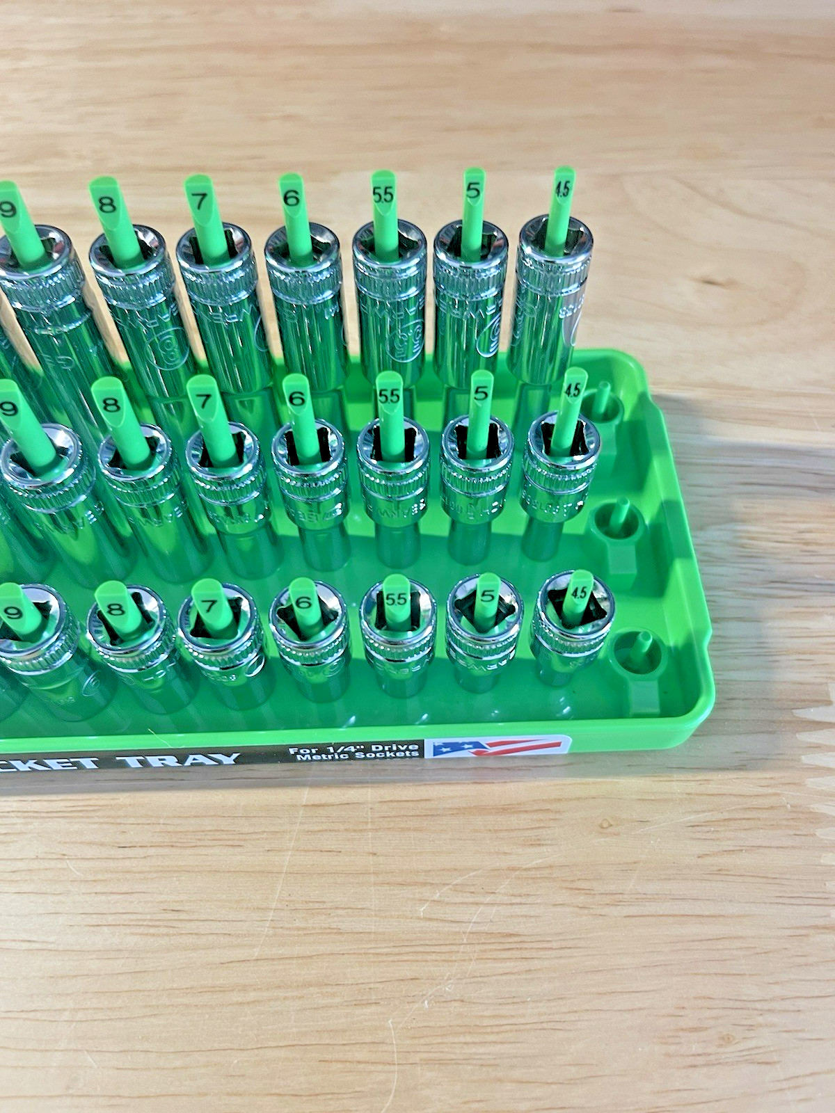 GearWrench 1/4” Metric & SAE Shallow Mid Deep 6 pt Sockets w/ Hansen Trays