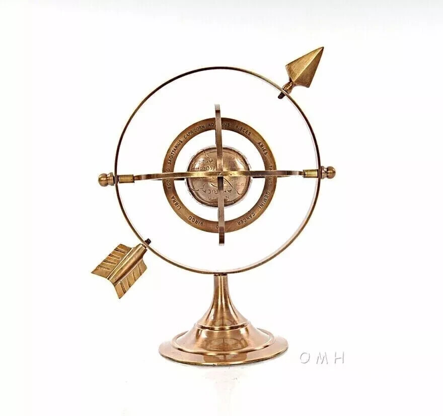 Golden Beautiful 8.5″ Solid Brass Armillary Ball For Table Globe,Decoration GIft