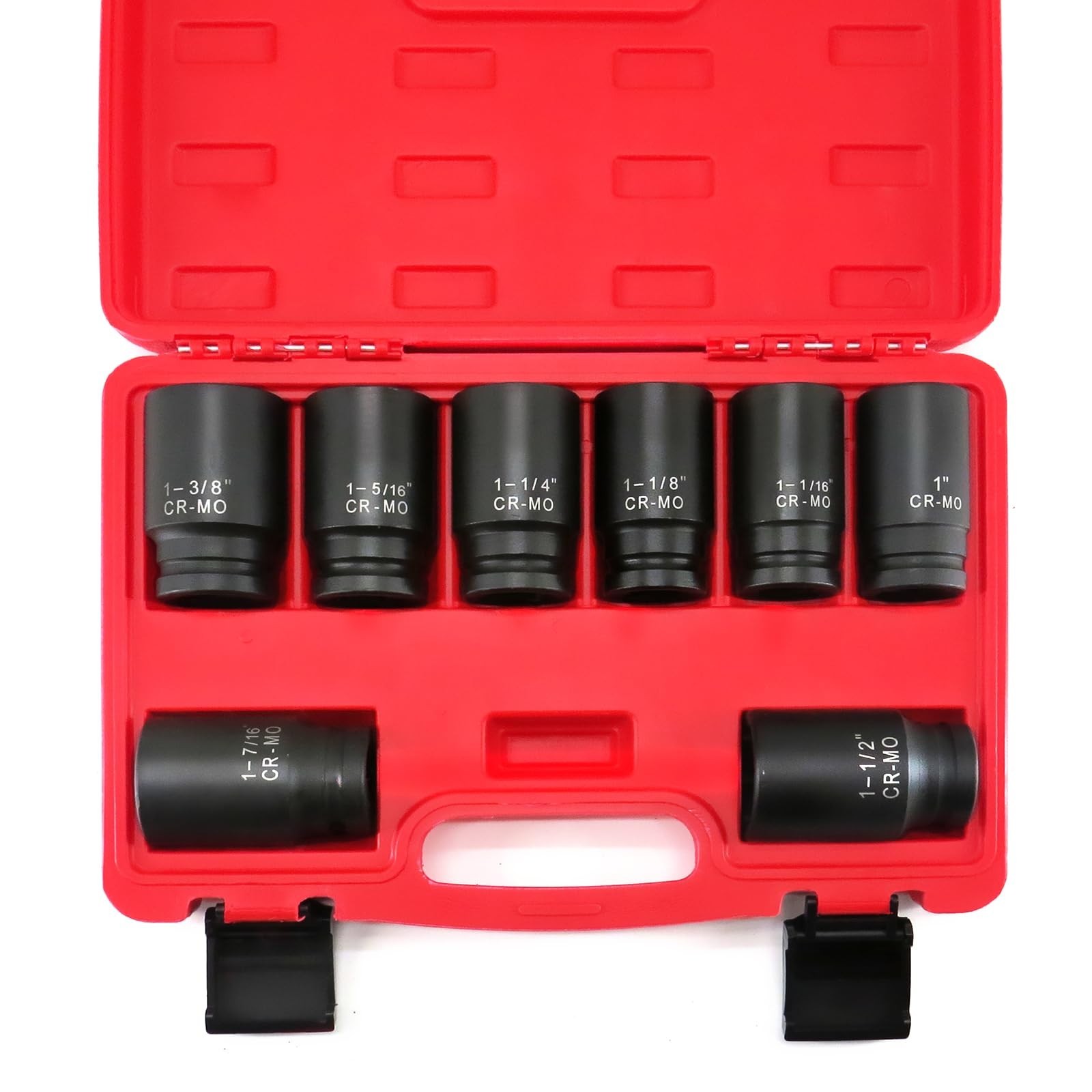 3/4″ Drive Deep Impact Socket Set, 6-Point SAE (1″ to 1-1/2″), 8 Pcs Cr-Mo Heavy