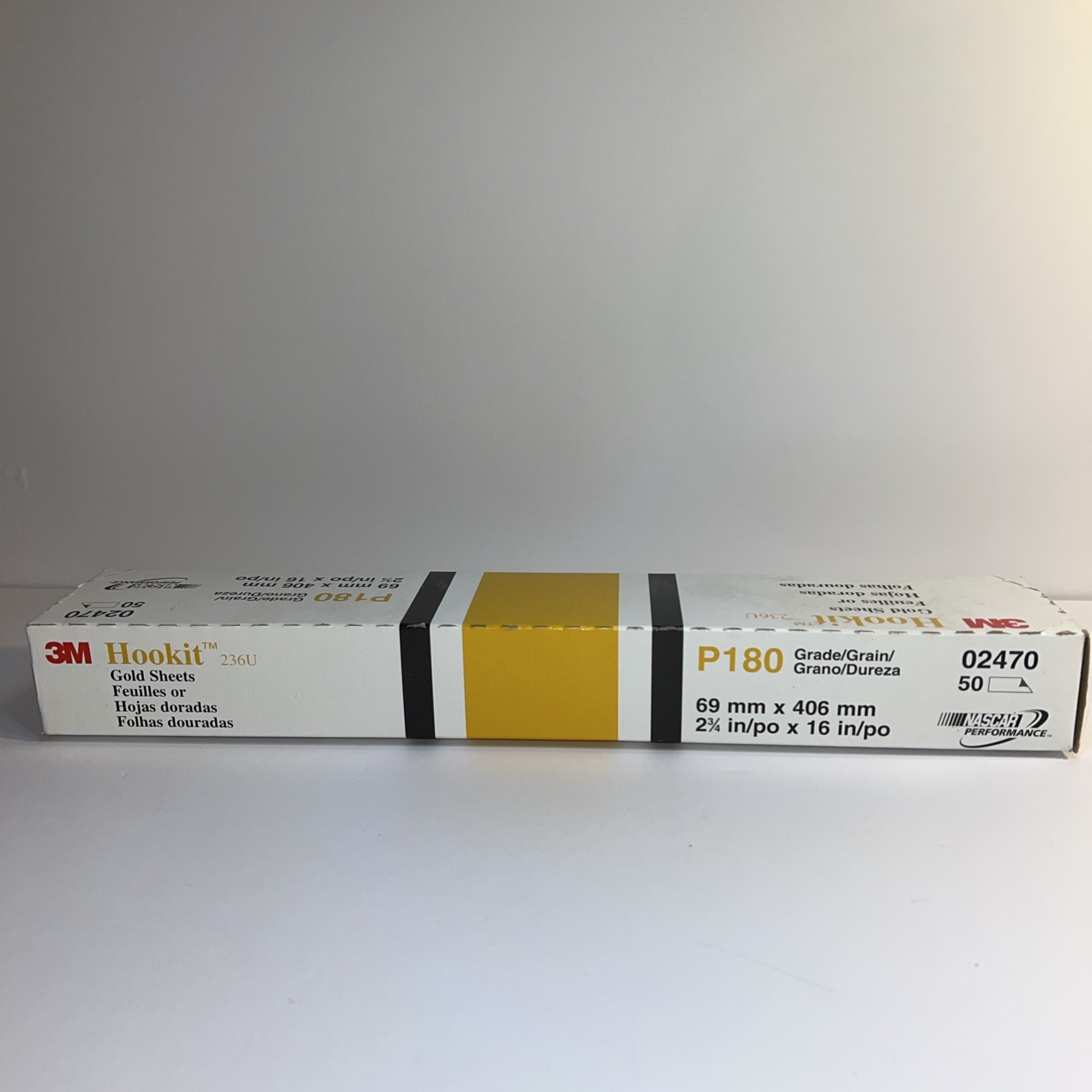3M Hookit Gold P180 Sandpaper 2 3/4 x 16 inches 50 Sheets Per Box