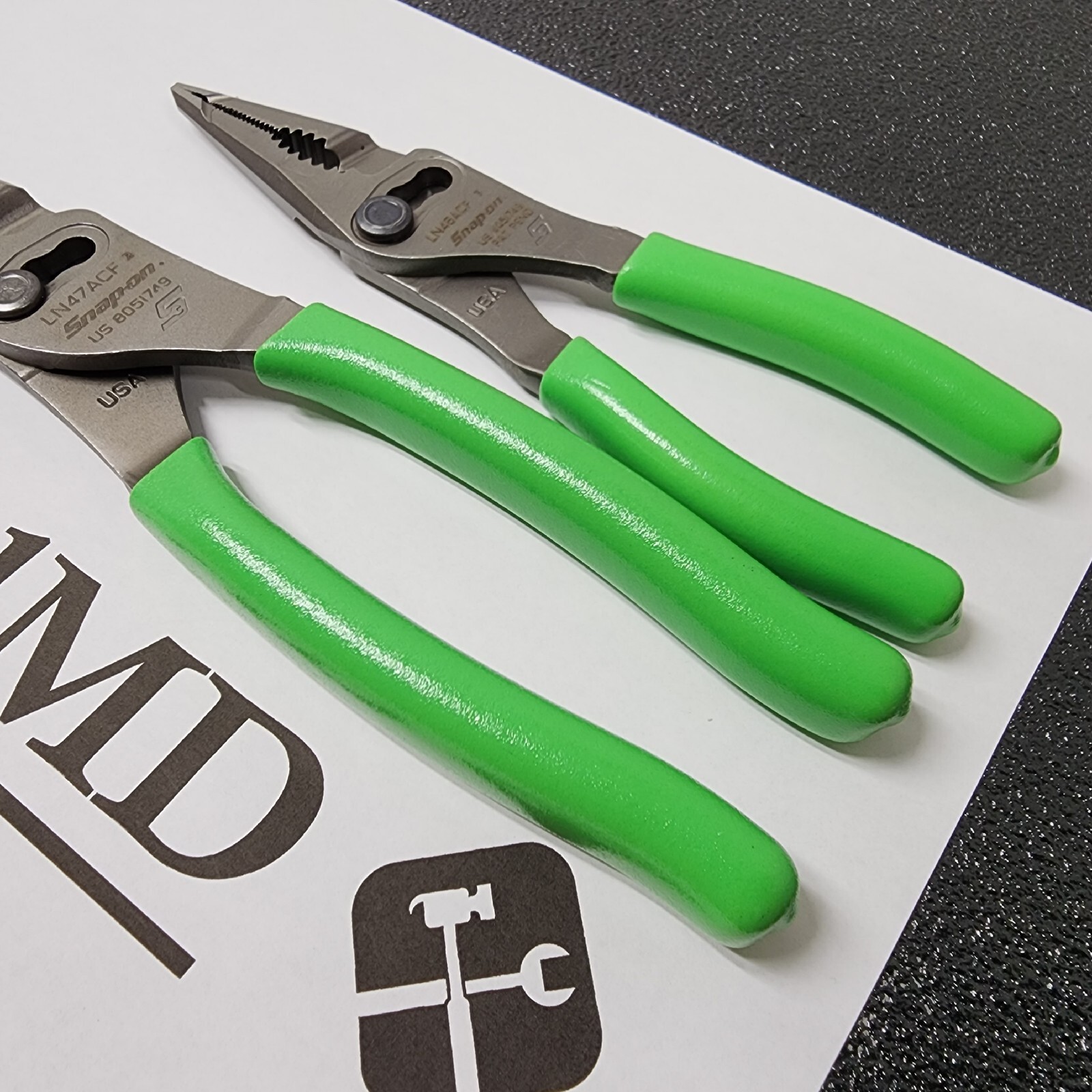 Snap-on Tools NEW 2pc GREEN 7″ & 9″ Long Nose Slip Joint Pliers LN46ACF LN47ACF