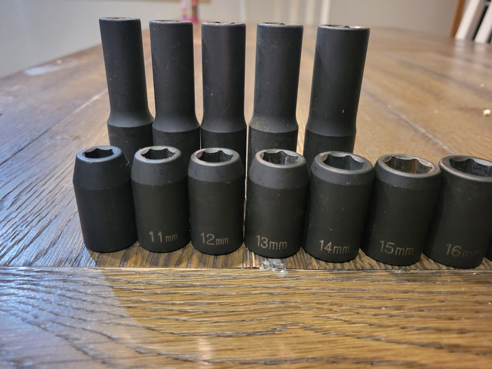 Grey Pneumatic 1/2″ Drive Metric Impact Sockets. Shallow And Deep With Extension