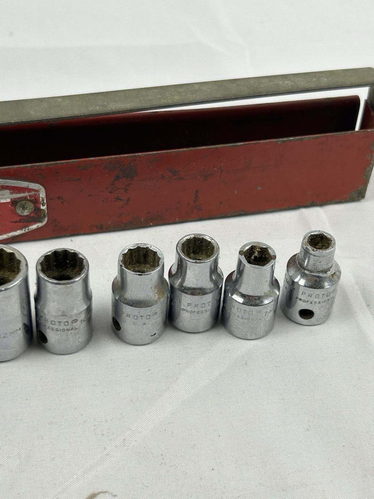 PROTO TOOLS 3/8″ DRIVE 6mm TO 19MM 12 POINT SOCKET SET WITH TRAY 12 Piece