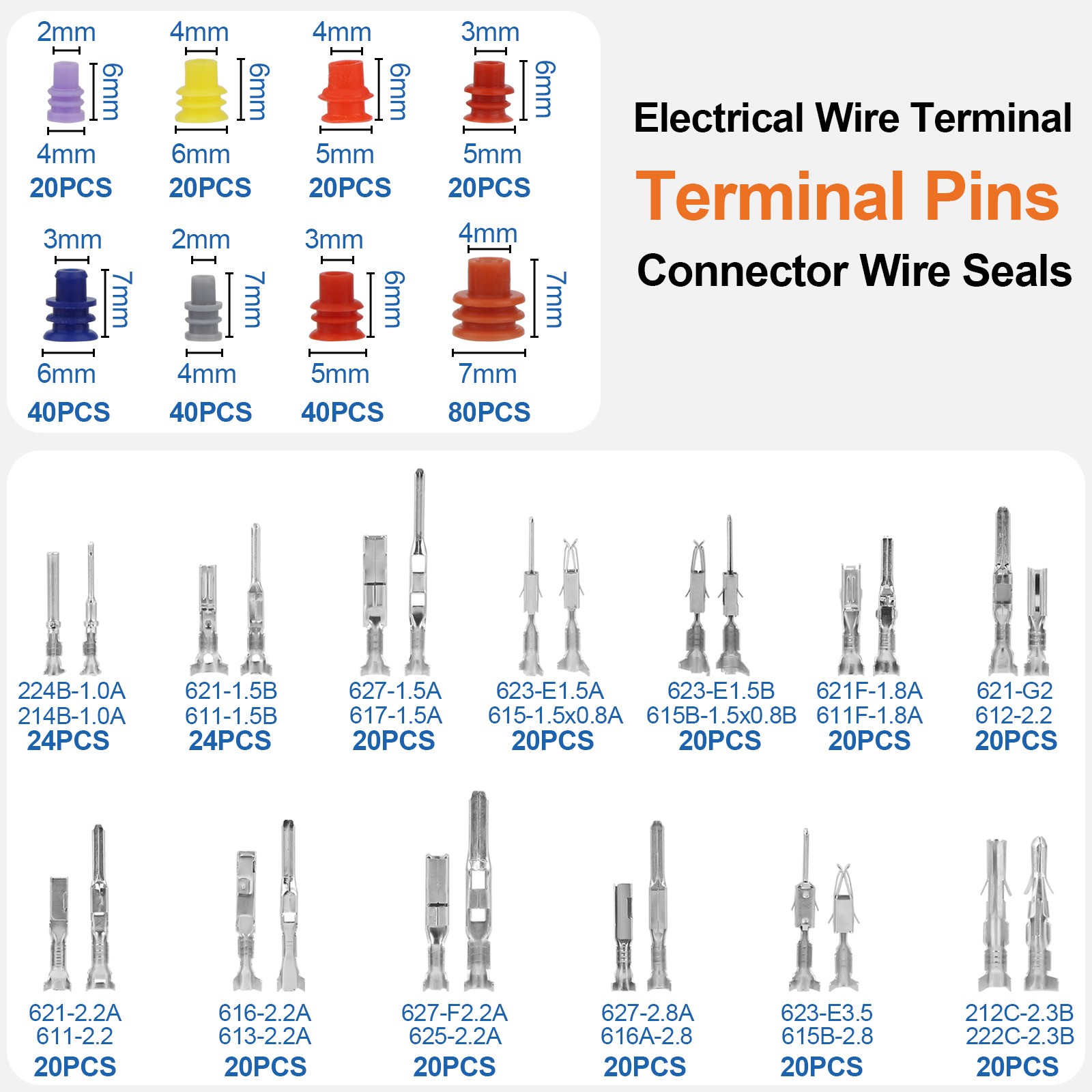 567PCS Connector Pins 26 Types Electrical Wire Terminal Kit 18PCS Extractor Tool