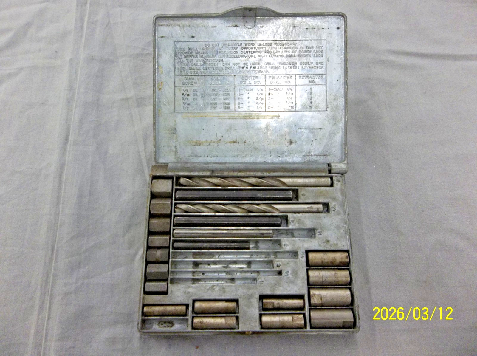 Blue-Point USA Supreme Screw Extractor Set No. 1020 (Cast Metal Case) incomplete