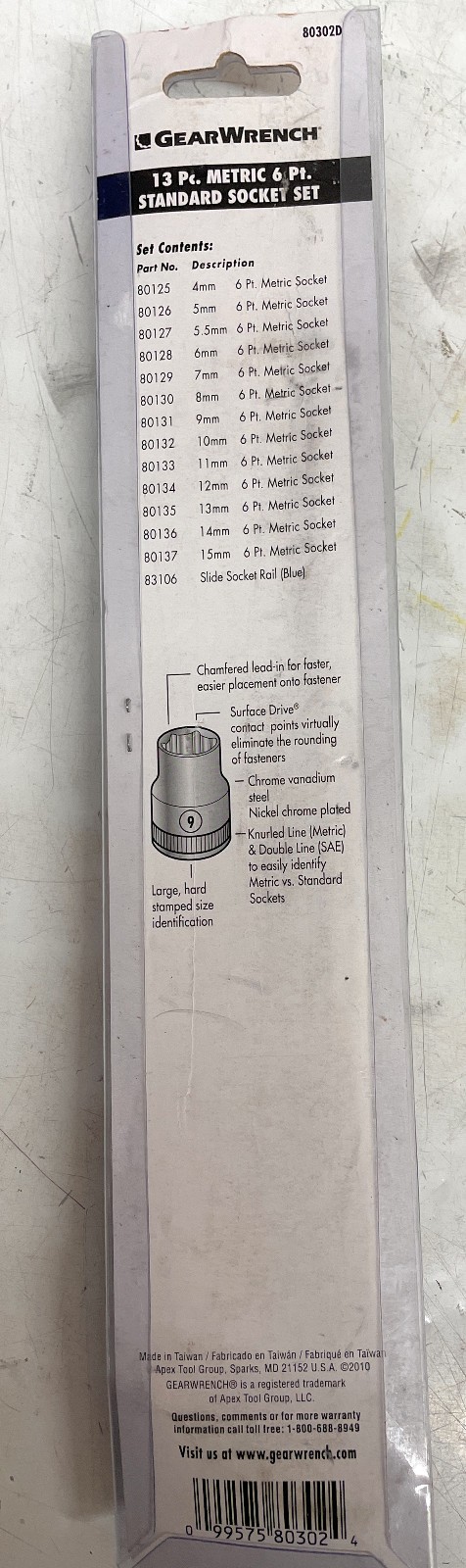 GearWrench 6 Point Standard Metric Socket Set, 1/4″ Drive, 13-Piece, 80302D