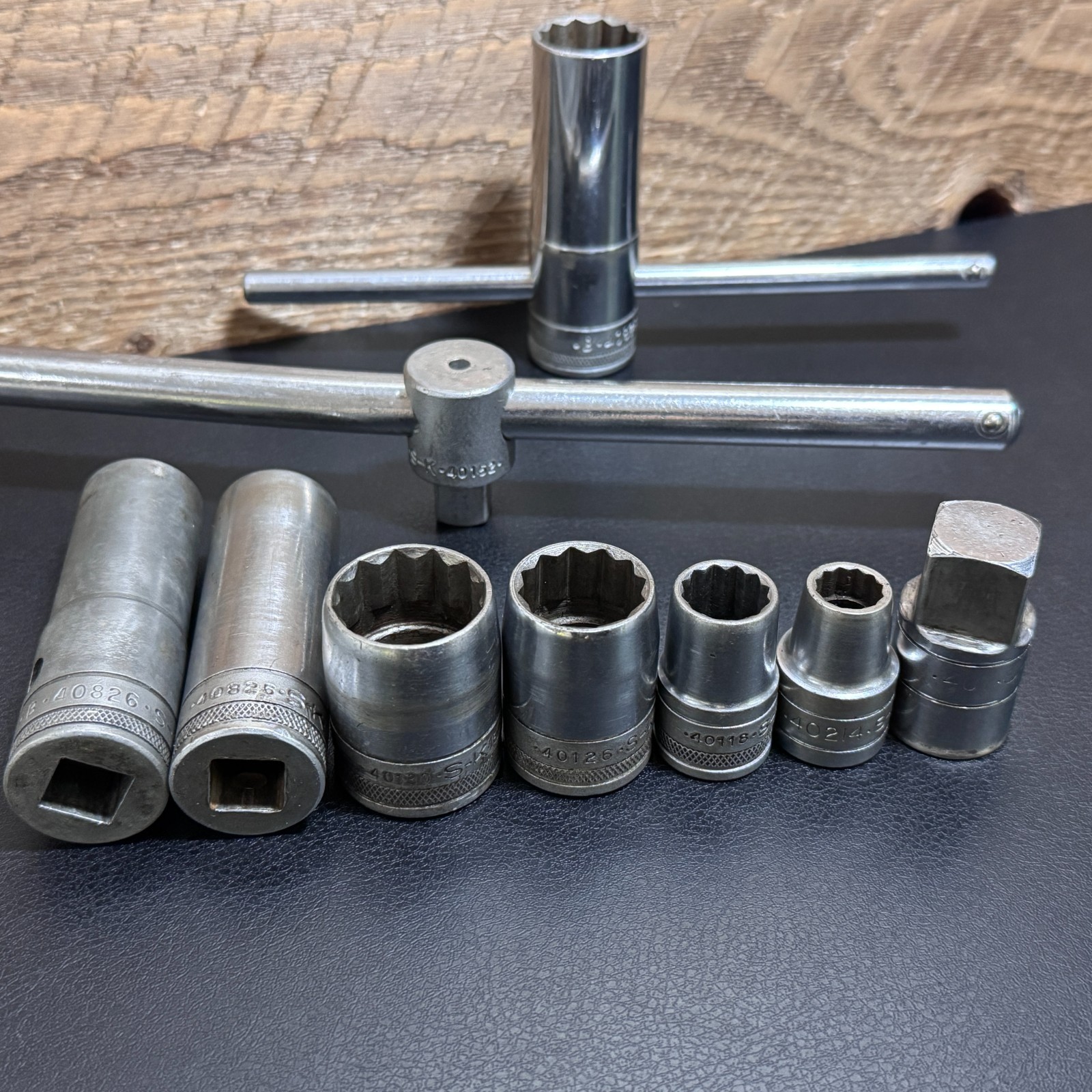 S-K Tools 1/2 Drive Socket Lot 12PT SAE Deep STD T-Handle Breaker Bar Cross Bar