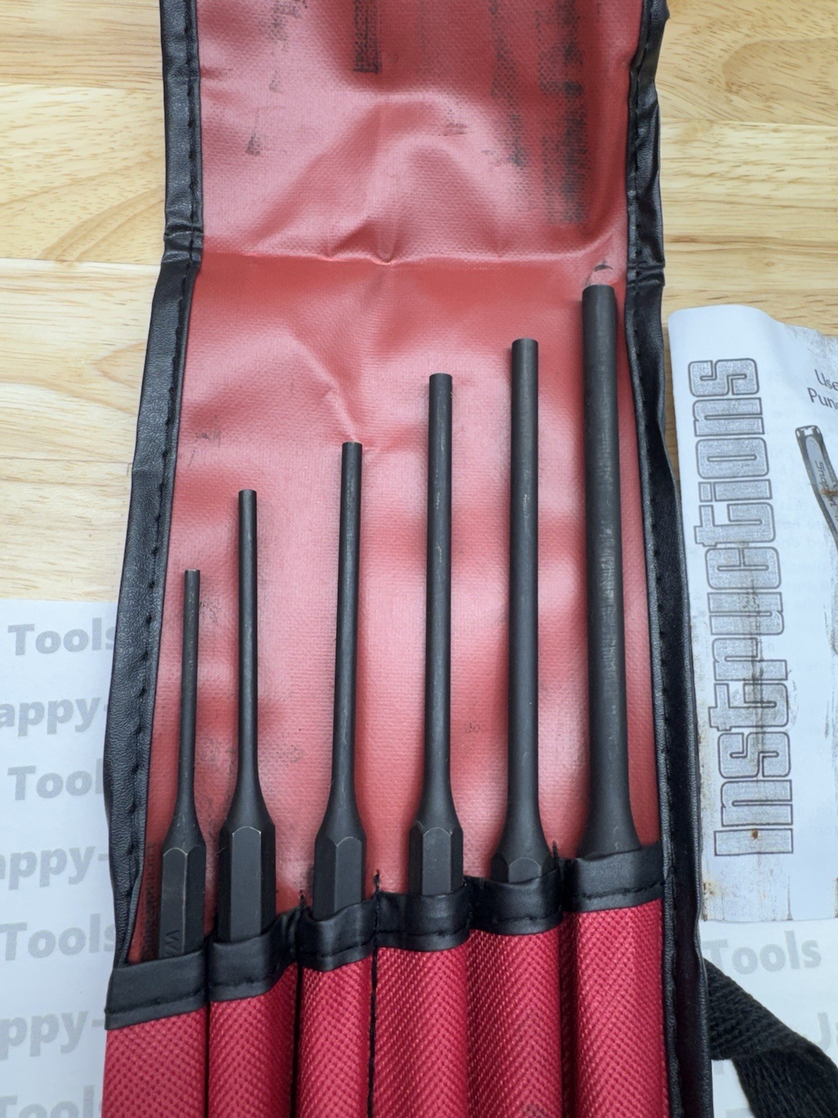 Snap-on Tools USA NEW 6pc Long Pin Punch Set w/ Storage Bag PPCL60BK