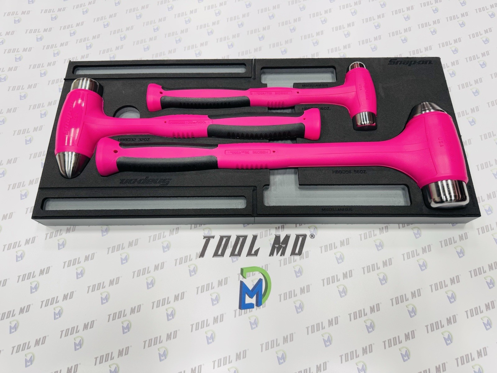 Snap-on Tools NEW 3pc ELECTRIC PINK Dead Blow Ball Peen Hammer Set HBBD301FEP
