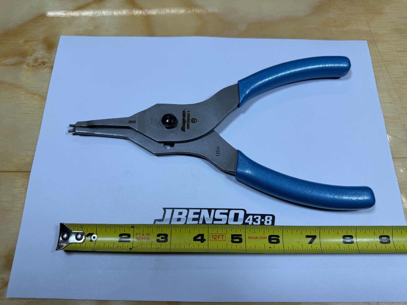 Snap-on Tools USA NEW PEARL BLUE Straight Tip .090 Snap Ring Pliers SRPCR9000PB