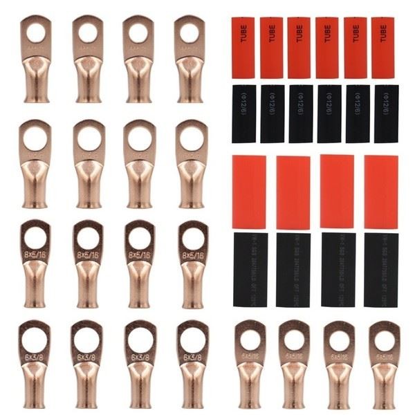 Hammer Lug Crimper Tool Set with Wire Lugs and Heat Shrink Tubes for Cables