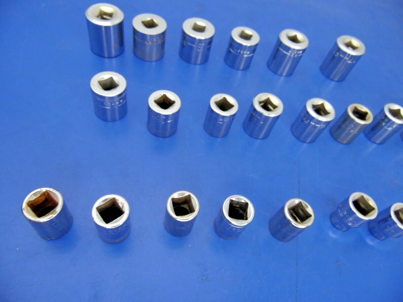 Craftsman 3/8″ Drive Metric Shallow Sockets,Lot of 21,USED,See Below for Sizes