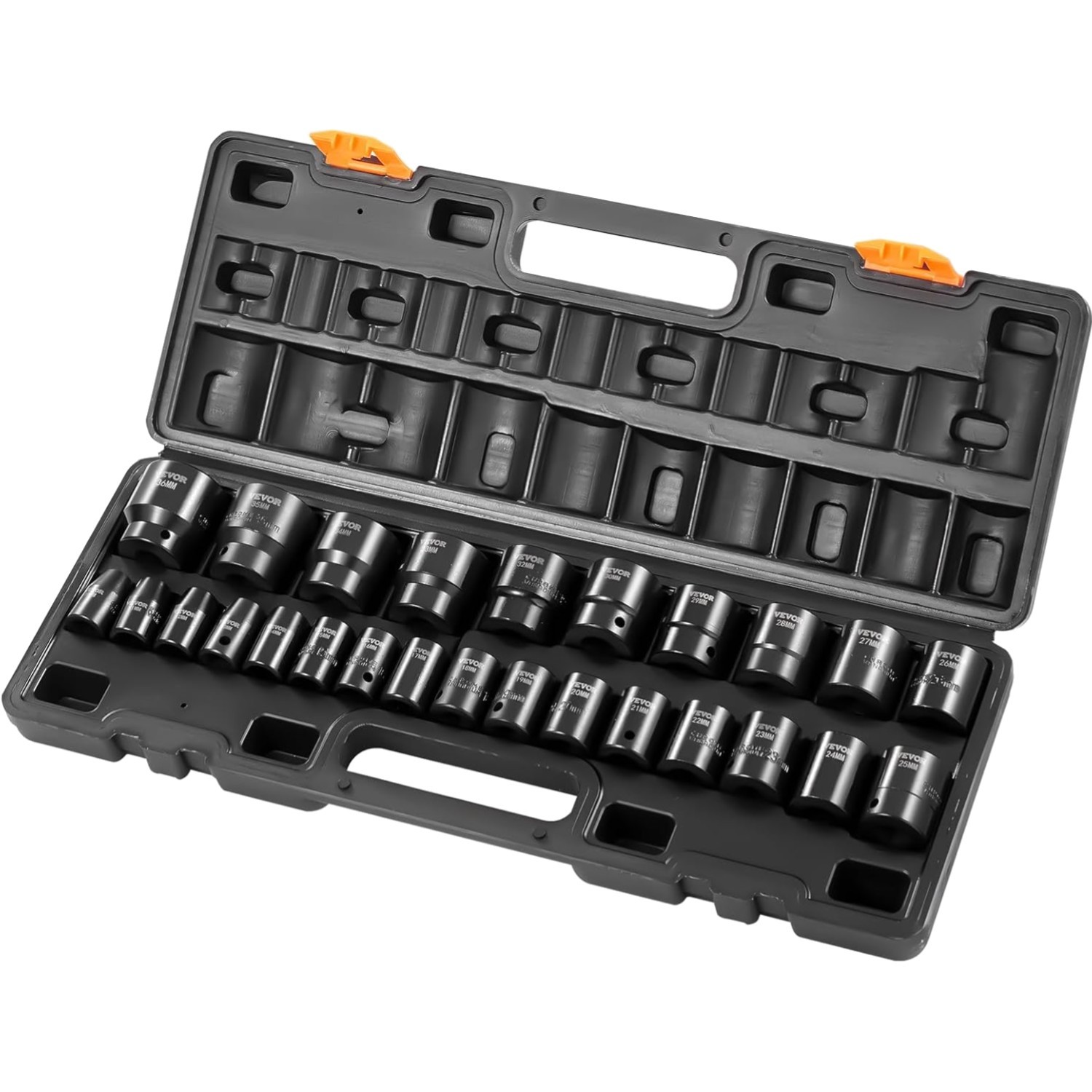 Impact Socket Set 26-Piece Alloy Steel Metric 10-36mm Heavy-Duty Wrench