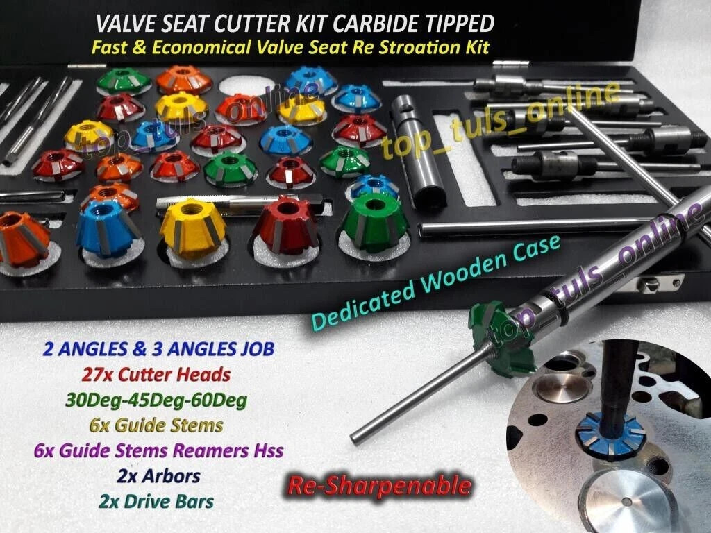 New Valve Job Seat Cutter Set Carbide Tipped For Motorcycles 3 Angle