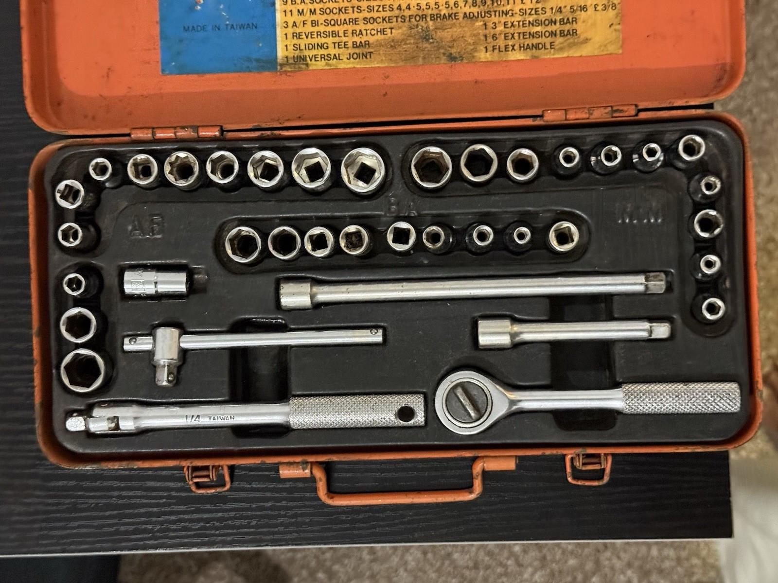 GENUINE DRAPET 1/4″ DRIVE SOCKET SET AF IN GOOD CONDITION AS CAN BE SEEN IN CASE
