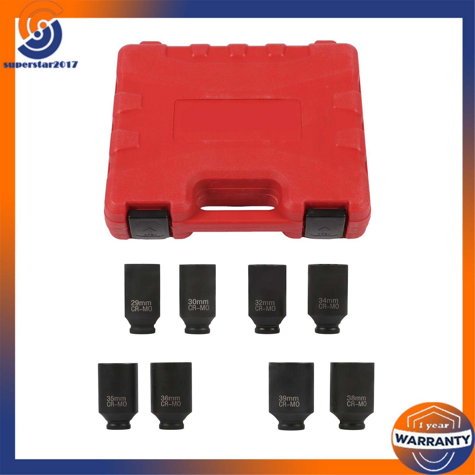 12 Point 8Pc Axle Nut Socket Set 1/2″ Drive For Toyota BMW Mercedes-Benz 29-39mm