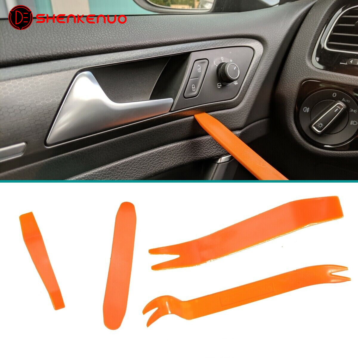 Set 4pcs Door Panel Car Trim Removal Tool Kit Clip Plastic Fastener Remover