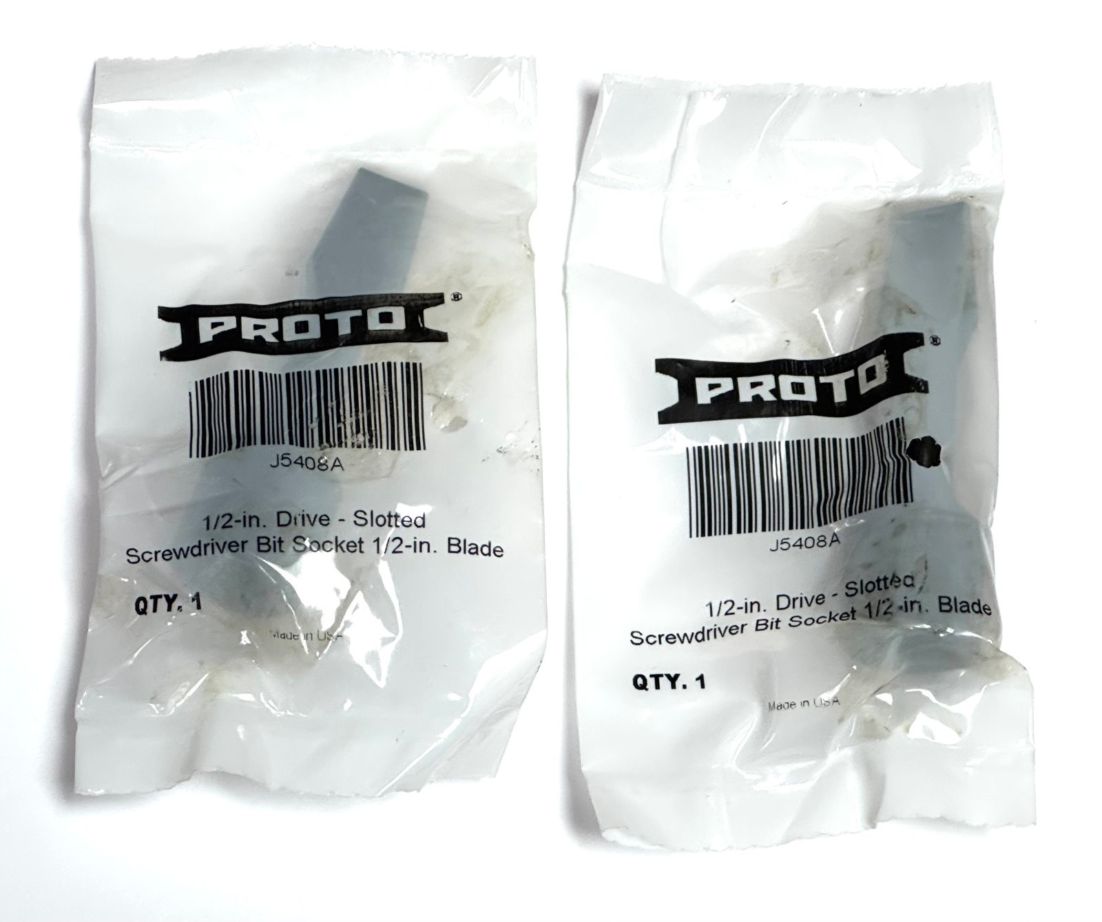 NEW 2-Pack PROTO J5408A Slotted Screwdriver Bit Socket 1/2″ Drive Factory Sealed