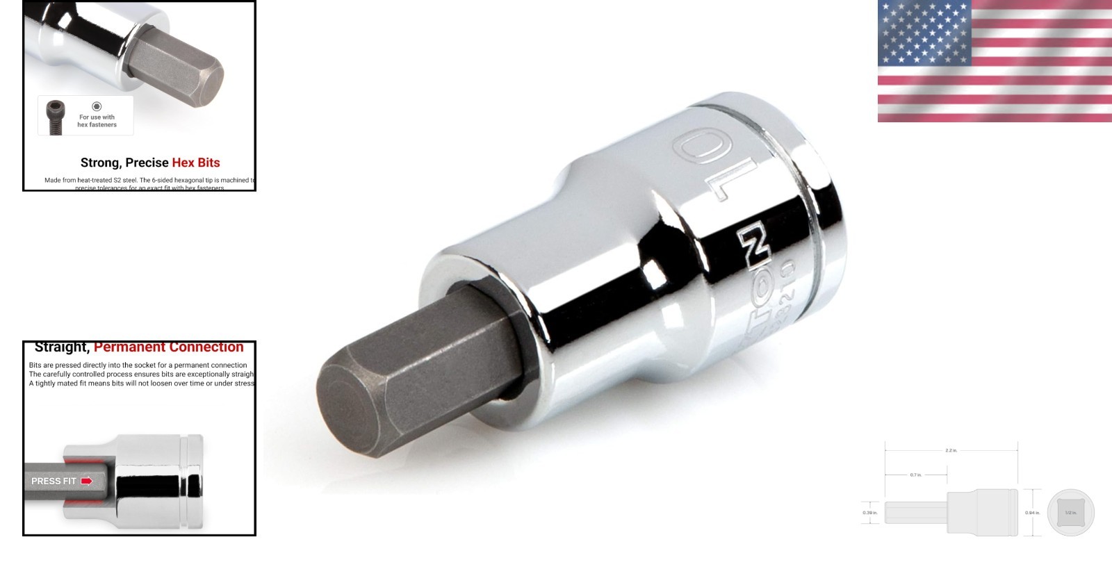 1/2 Inch Drive Hex Bit Socket – Polished Chrome, S2 Steel Built-in Durability