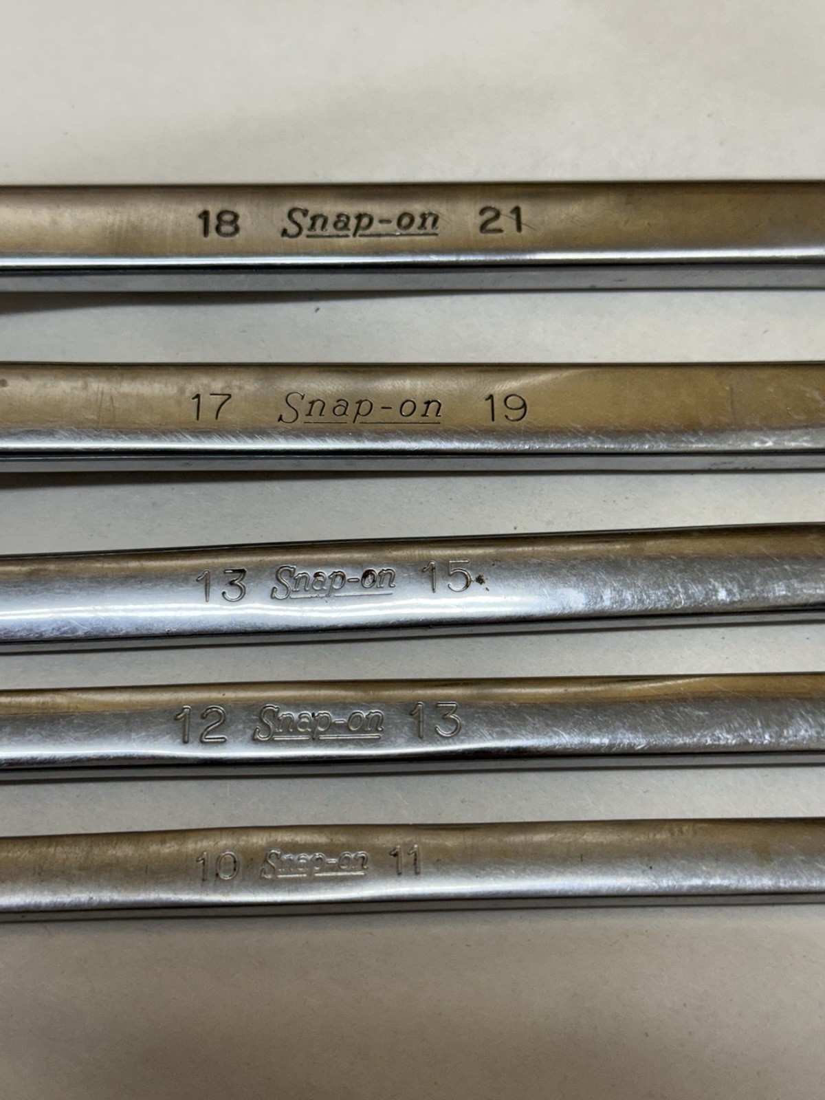USA Snap-On 5 pc Metric Double Box End Offset Wrench Set 10 to 21mm Vintage XBM