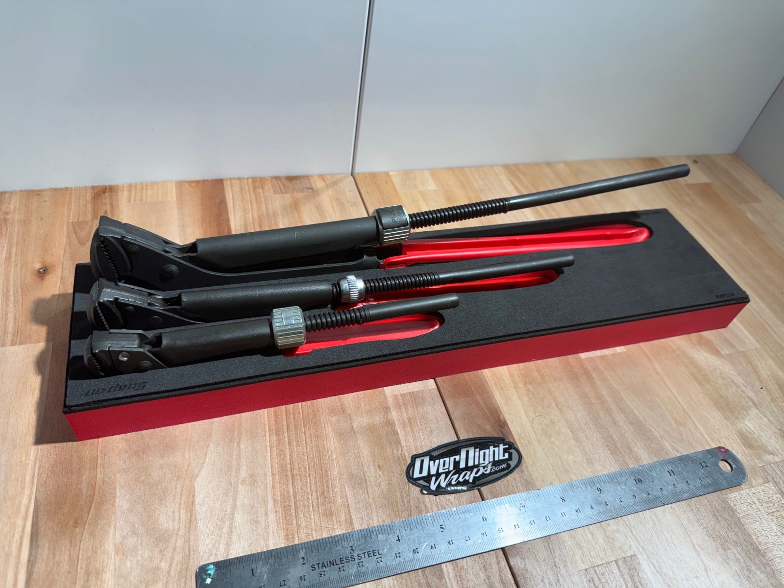 Snap-on Tools SPAIN NEW RED 3-Piece Quick Adjust Pliers Wrench Foam Set PWZ300FR