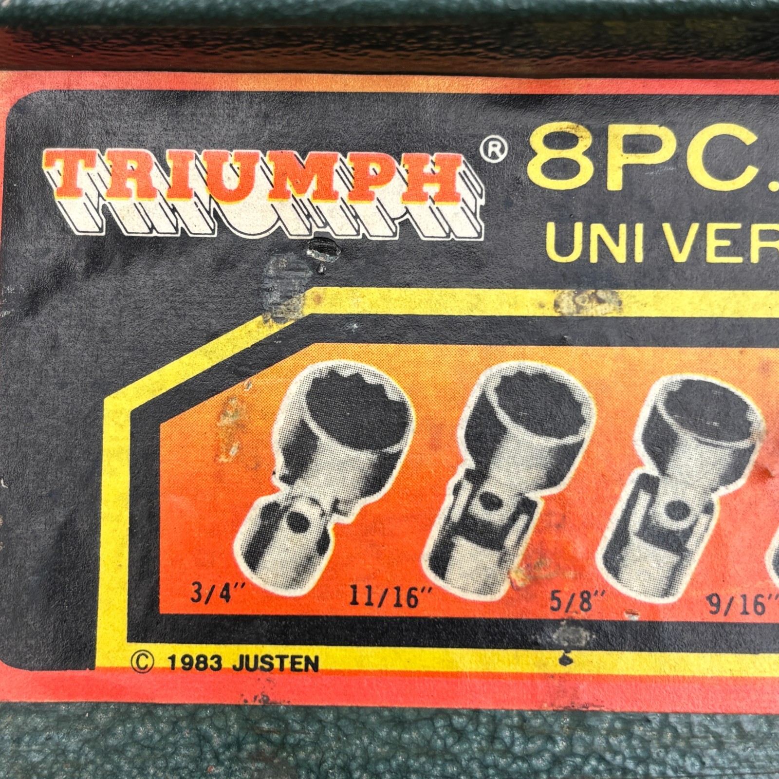 8 Pc. 3/8″ Square Drive Universal Joint Socket Set 7 Sockets & Case Triumph 1983