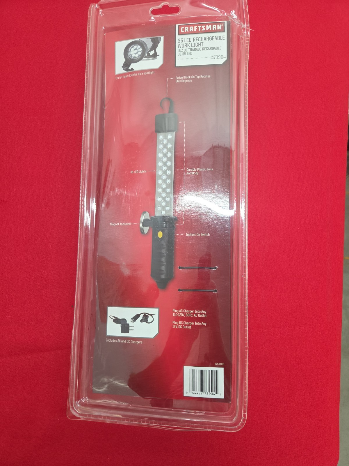 Craftsman Cordless Rechargeable 35 LED Work Light 73904 AC/DC Charging NIP